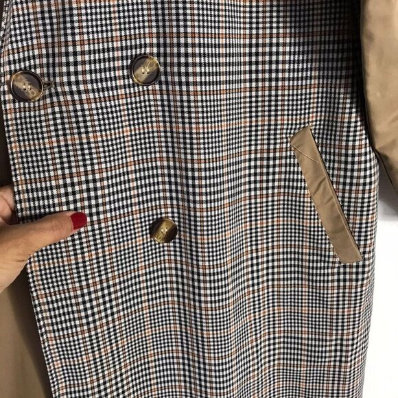 Miss Guided Brown Checkered Long Coat Size 10 - Picture 6 of 12